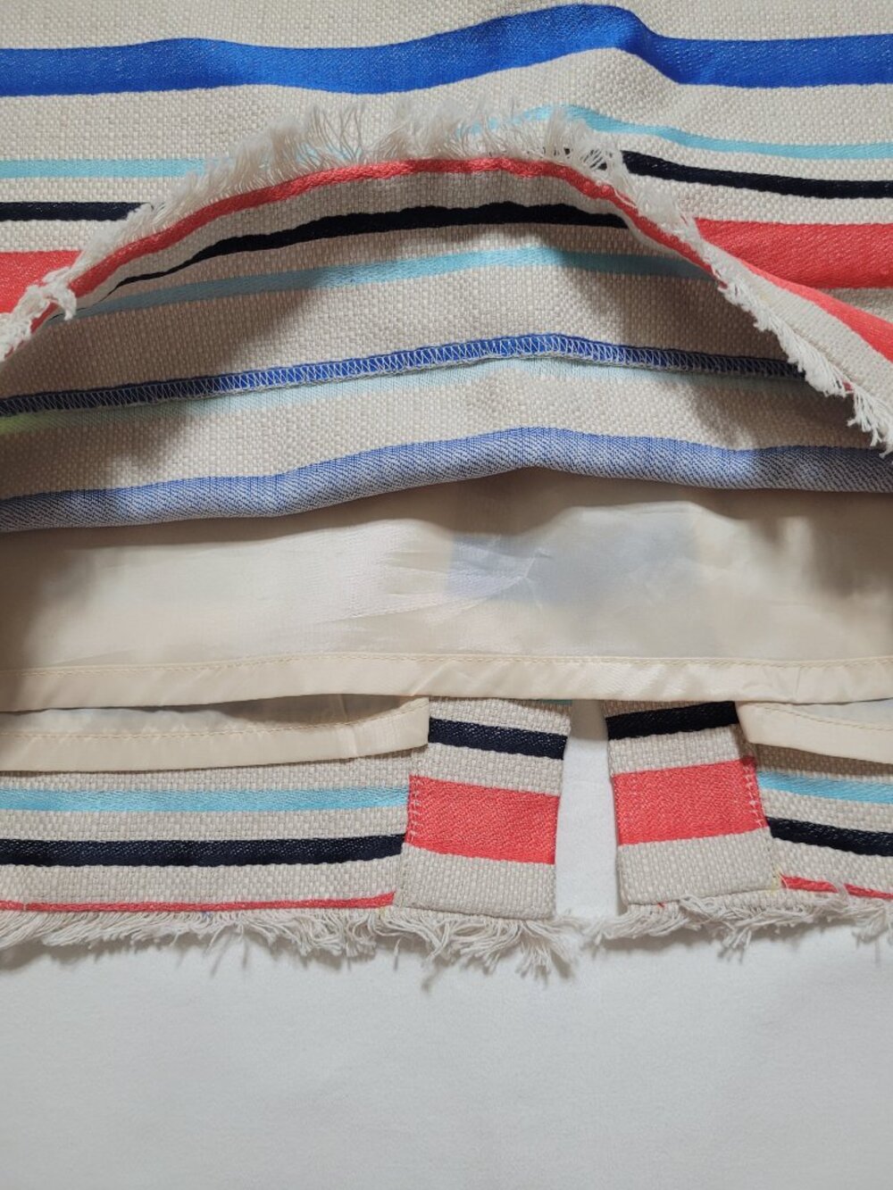 J. Crew Striped Jacquard Knee Length Pencil Skirt Frayed Hem Size 6 Preppy - Picture 8 of 12